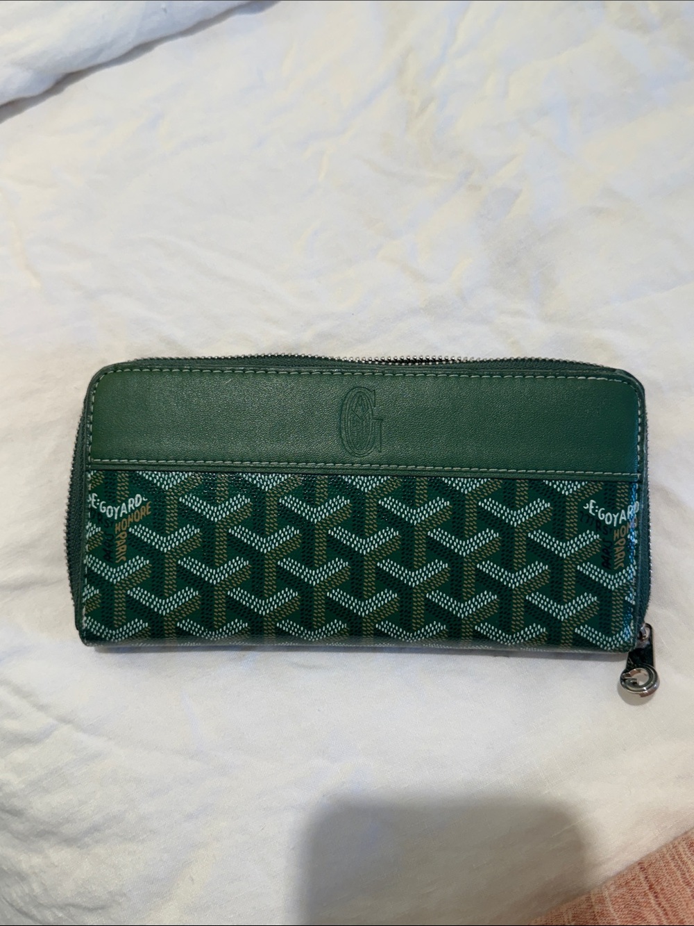 Goyard Green Chevron Zip Wallet